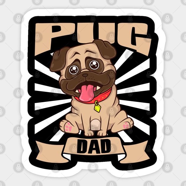 Pug Dad - Pug Sticker by Modern Medieval Design